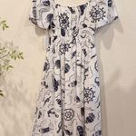 Moon River  Short Sleeve Printed Midi Dress Ivory Multi Size Small NWT Photo 5
