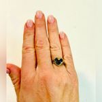 Disney  Mickey Mouse Silver Tone Black Glitter Mouse Ears Ring Adjustable Photo 1