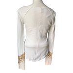 We The Free Free People  Thermal White Bandana Cuff Long Sleeve Scoop Neck Top Photo 4