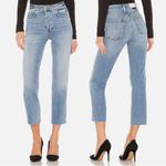 RE/DONE 70s Stove Pipe High Rise Straight Crop Jeans in Light Stone Size 26 Photo 1