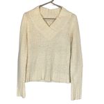 Energie Cream V-Neck Knit Pullover Sweater Women Sz M Photo 6