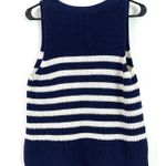 Gap  Relaxed Striped V-Neck 100% Cotton Sweater Vest Navy Ivory Size Small Petite Photo 5