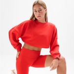 Athleta Terry Super Cropped Dolman in Cardinal Red Small Photo 0