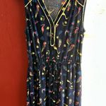 Modcloth Dress Size Medium Navy Blue Cafe Au Soleil Tropical Birds Sleeveless Photo 6