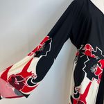 Ashley Stewart Romper Maxi Kimono Style Dress Printed Black Photo 5