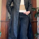 Vintage 80s leather duster trench coat Split Ends Ltd. Black coat jacket Photo 4