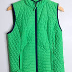 Talbots Green Navy Quilted Vest Zip Pockets Small Full Zip Lightweight Winter Photo 0
