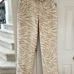 NWT $1150 LAPOINTE Cream & Tan Zebra Print Cotton Virgin Wool Trouser Pant Size 8 Photo 1