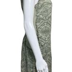 Lina Tomei Dress Women Medium Green Cream Geometric 100% Linen Shift Casual Work Photo 1