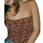 ZARA Floral Crop Top Corset Lined Strapless Tube Hook & Eye Multicolor XS Photo 0