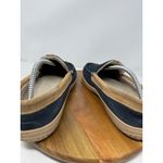 Clarks Mens 11M Navy Suede Moccasin Slippers Shearling Lined Tan Trim Photo 6