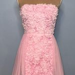 Faeriesty Elegant Pink Strapless Mini Sheer Overlay Women’s Prom Dress Size Small Photo 2