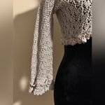 EXPRESS EUC  Silver and Cream Open Knit Crochet Cardigan size small Photo 3