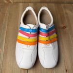 Lacoste  Mystere Punched White Leather Colorful Strap Comfort Sneakers Womens 7.5 Photo 1