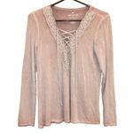 American Eagle Lace Up V Neck Shirt Small Light Purple Photo 0