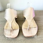 Marc Fisher Block Heel Scalloped Leather Thong in Champagne Metallic -Size 6 Photo 2