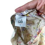 CAbi Cream Floral Print Collared Keyhole Front Sleeveless Blouse Small Photo 7