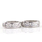 Boutique NEW White Gold Plated .925 Simulated Diamond Huggie Hoop Earrings, Unisex 10mm‎ Photo 12