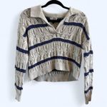 Universal Threads White and blue striped collared sweater Photo 0