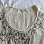 Coldwater Creek  Women’s White Long Sleeve Top Beaded Embellished Boho Indie Y2k Photo 3