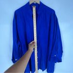 Tianello Plus TENCEL Taipei Blouse Button Front Garment Dyed Cobalt Blue 2X Photo 10