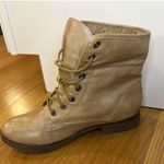 ROCK & CANDY Women’s Size 7.5 Spray Paint Lace Combat Boots Faux Leather Tan Brown Photo 3