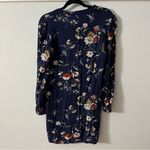 Suzy Shier  Floral Navy Blue pattern dress SZ SP optional roll up sleeves Photo 7