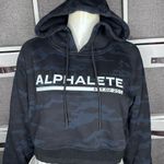 Alphalete Blue & Black Logo Camo Cropped Hoodie Sweatshirt Size Small Photo 0