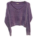 SO Purple Chenille V Neck Cropped Sweater Women's XL Ribbed Texture Photo 0
