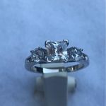 Sterling Silver Ring, CZ Princess Cut With Round Accents, Engagement, Size 7 Photo 1