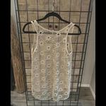 Julia Womens Tank Top Small Beige Tan Crochet Floral Bohemian Photo 3