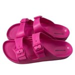 Pretty Little Thing Pink Rubber Buckle Footbed Slides NWT Size US 8 Wide Fit Photo 4