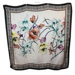 Chico's  Scarf Square Floral Print White Black Border Women's One Size Polyester Photo 0