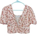 Midnight sky  Size Extra Large XL Rayon Cotton Linen Floral Pink White Cropped Photo 0