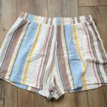 Colorful Striped Linen Blend Shorts | Size L | EauC | Pockets | Relaxed Fit Blue Size L Photo 6