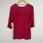 One World  Top Womens 2X Red Studded‎ Metallic Tattoo Stencil 3/4 Sleeve Plus New Photo 8