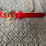 Pearl Accessories Vintage Red Patent Leather Gold Logo Belt 980 Photo 3