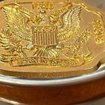 BORN IN THE U.S.A. USA STRONG FREE PROUD PATRIOTIC SEAL EAGLE BELT BUCKLE Gold Photo 3