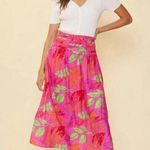 Skies Are Blue 💕💕 Tropical Print Skirt ~ Pretty In Pink Large L NWT Photo 0
