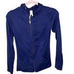 GG's Fashion Sports Zip Up Sweater Blue Tight Fitting Ribbed Sides Size XS/S Photo 0