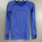 Lululemon Swiftly Tech Long-Sleeve Shirt 2.0 I Run For Me Size 4 Blue Color Top Photo 0