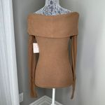 Free People Fold Over Off The Shoulder Ribbed Brown Sweater Tops Size XS Photo 5