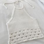 Moda Int’l Vintage 90s Crochet Knit Halter Top White Size XS Photo 5