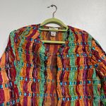 Sandy Starkman Rainbow Striped Vintage Knotted Woven Mesh Fringe Jacket Sz M Pink Size M Photo 2