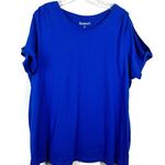 Roaman’s Women’s Plus Size Royal Blue Twist Cutout Short Sleeve Top 22/24 1X Photo 0