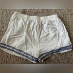 Blue Rain  Dressy Shorts Womens Sz S embroidered Greek key detail Linen Cotton Photo 3