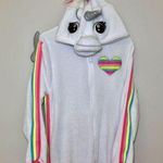 secret treasures Rainbow Unicorn Fleece One Piece Zip Up Hoodie Pajamas Large Costume Halloween Photo 0