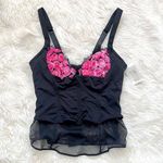 Mesh Rosette Floral Bustier Corset Black Size undefined Photo 0