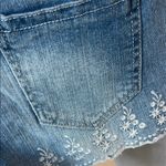 Forever 21 Low Rise Blue Denim Shorts with White Embroidery Photo 11