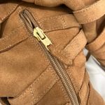 Sam Edelman Sam Edelman Tan Suede OTK Boots 7 Leather Heel Wrap Strap Tall Zip Buckle Photo 14